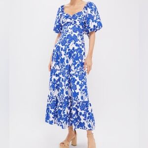 Hyacinth House Blue Floral Seaport Midi Dress